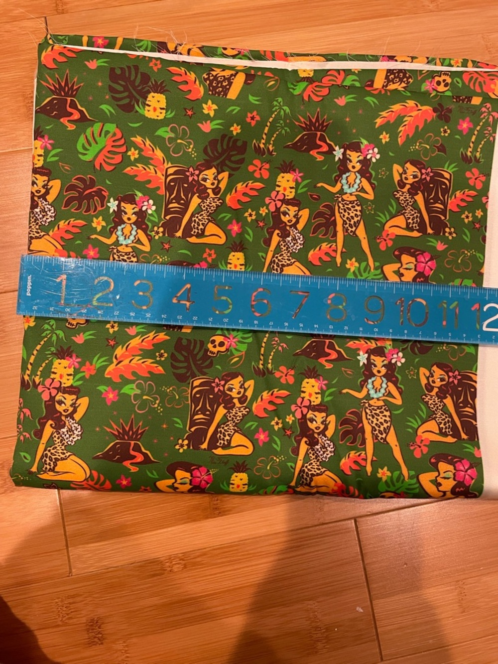 Hawaii tiki girl pinup cotton silk fabric